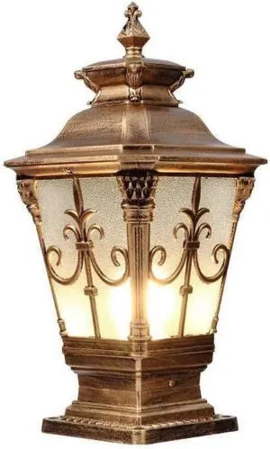 Post Light Vintage Wall Fen Post Pole Lanterns IP54 Waterproof European Courtyard Pillar Lamps Die-Casting Aluminum Glass Vintage E27 Exterior Column Lamps Gard,Bronze-Height:46cm