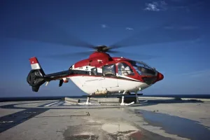 Posterazzi PSTTMO100633M Eurocopter EC135 utility helicopter on the helipad of an oil rig in the Gulf of Mexico Poster Print, 17 x 11