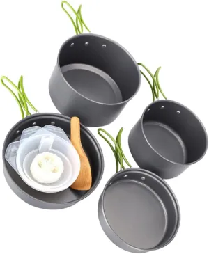 Pot Pan Camping Utensils Set Lightweight Portable Outdoor Cooking Kit for 2-3 People