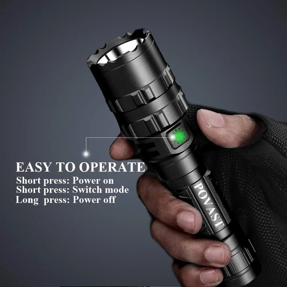 POVAST Picatinny Rail Tactical Flashlight Green Light with Offset Mount and Pressure Switch, Battery Included, Hog Coyote Hunting