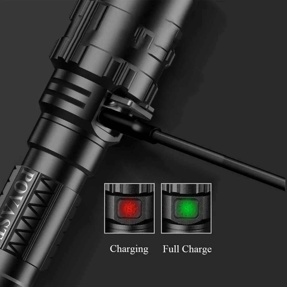POVAST Picatinny Rail Tactical Flashlight Green Light with Offset Mount and Pressure Switch, Battery Included, Hog Coyote Hunting