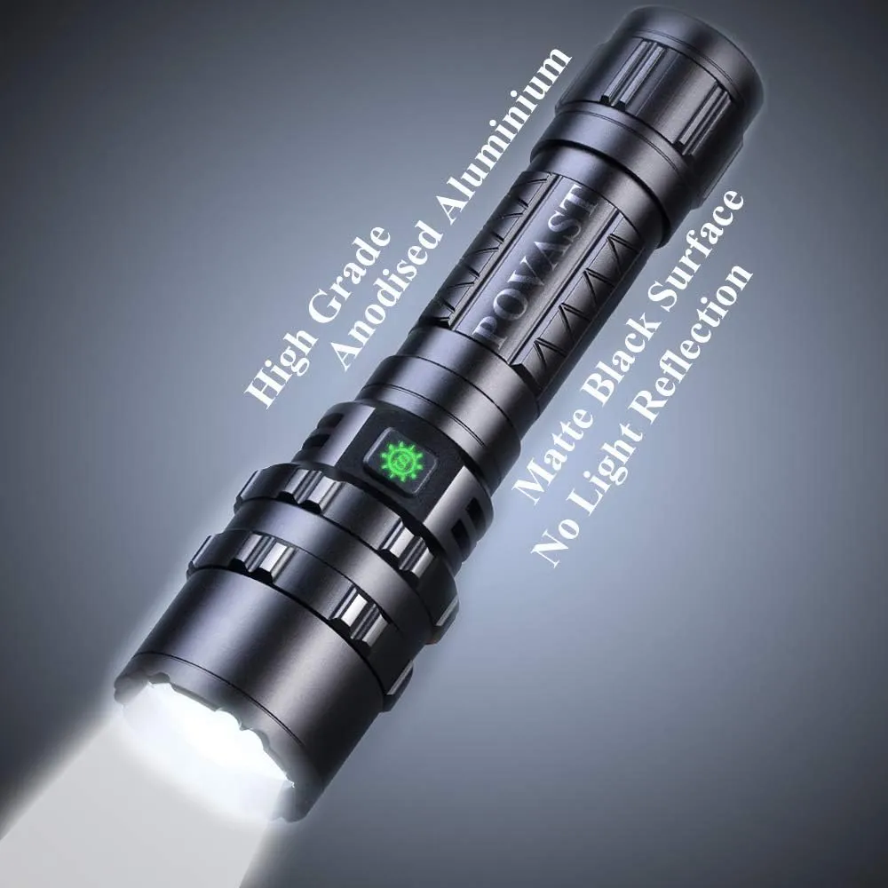 POVAST Picatinny Rail Tactical Flashlight Green Light with Offset Mount and Pressure Switch, Battery Included, Hog Coyote Hunting