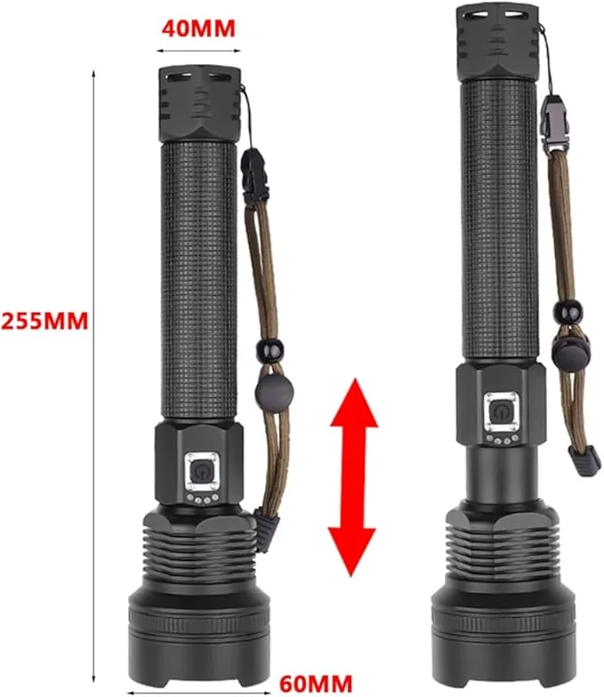 Powerful LED Flashlight Rechargeable, Super Bright 20000 Lumen 3 Modes Tactical Flashlight, Zoomable, Waterproof Large Handheld Flashlight for Outdoor, Patrol, Emergency Use