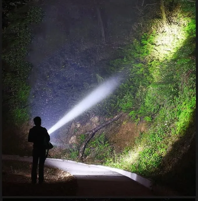 Powerful LED Flashlight Rechargeable, Super Bright 20000 Lumen 3 Modes Tactical Flashlight, Zoomable, Waterproof Large Handheld Flashlight for Outdoor, Patrol, Emergency Use