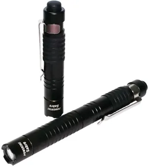 Powertac Sabre 239 Lumen Compact Pen Light - Powerful Battery Powered Mini Tactical Flashlight Lights Up Large Or Small Work Areas with Unparalleled Brightness Using Either One Or Two (AAA) Batteries