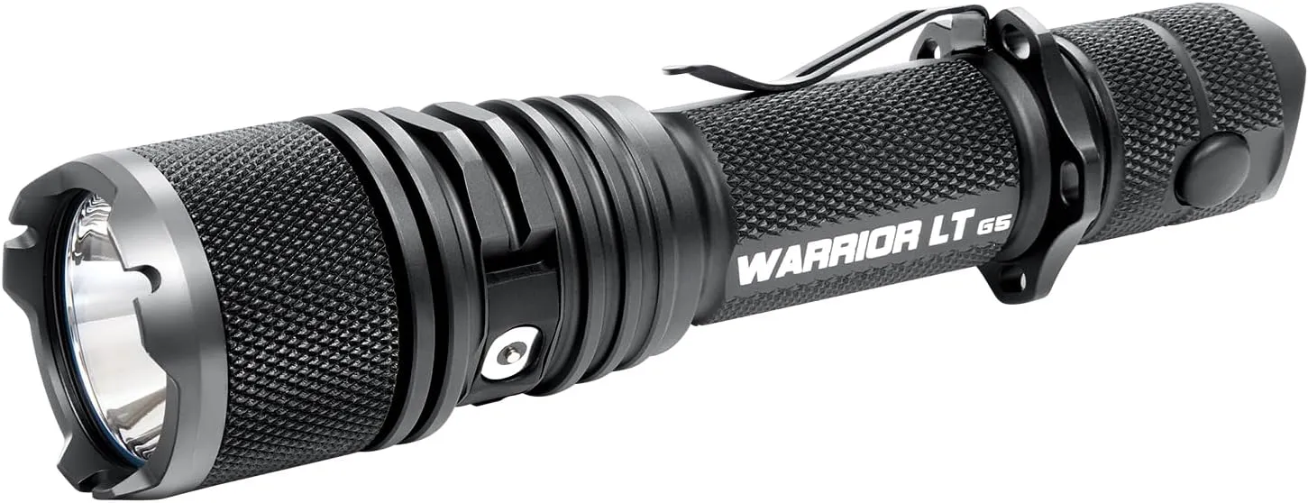 PowerTac Warrior LT-G5 3050 Lumens Tactical Flashlight - 480m Beam, 6 Modes, Strobe, Waterproof, Compact & Durable Rechargeable Light for Law Enforcement, Security, Outdoor, EDC