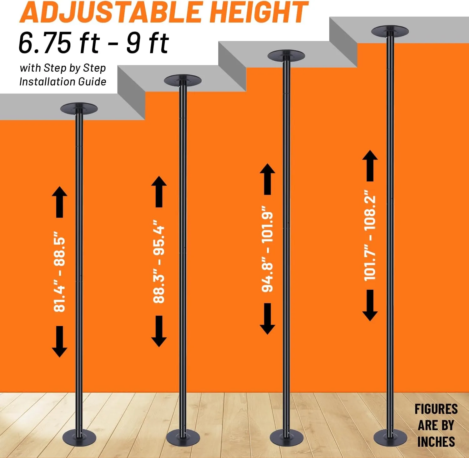 Premium Pole Spinning Static Dance Pole Kit | Portable & Removable 45mm Exercise Pole for Club, Party, Home Easy Assembly Safe & Sturdy Steel Construction | Silicone Rubber Protection
