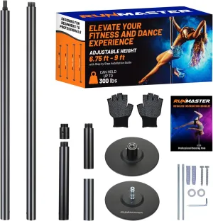 Premium Pole Spinning Static Dance Pole Kit | Portable & Removable 45mm Exercise Pole for Club, Party, Home Easy Assembly Safe & Sturdy Steel Construction | Silicone Rubber Protection