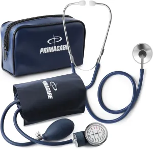 Primacare DS-9197-BL Professional Classic Series Manual Adult Size Blood Pressure Kit, Emergency Bp kit with Stethoscope and Portable Leatherette Case, Nylon Cuff, Blue