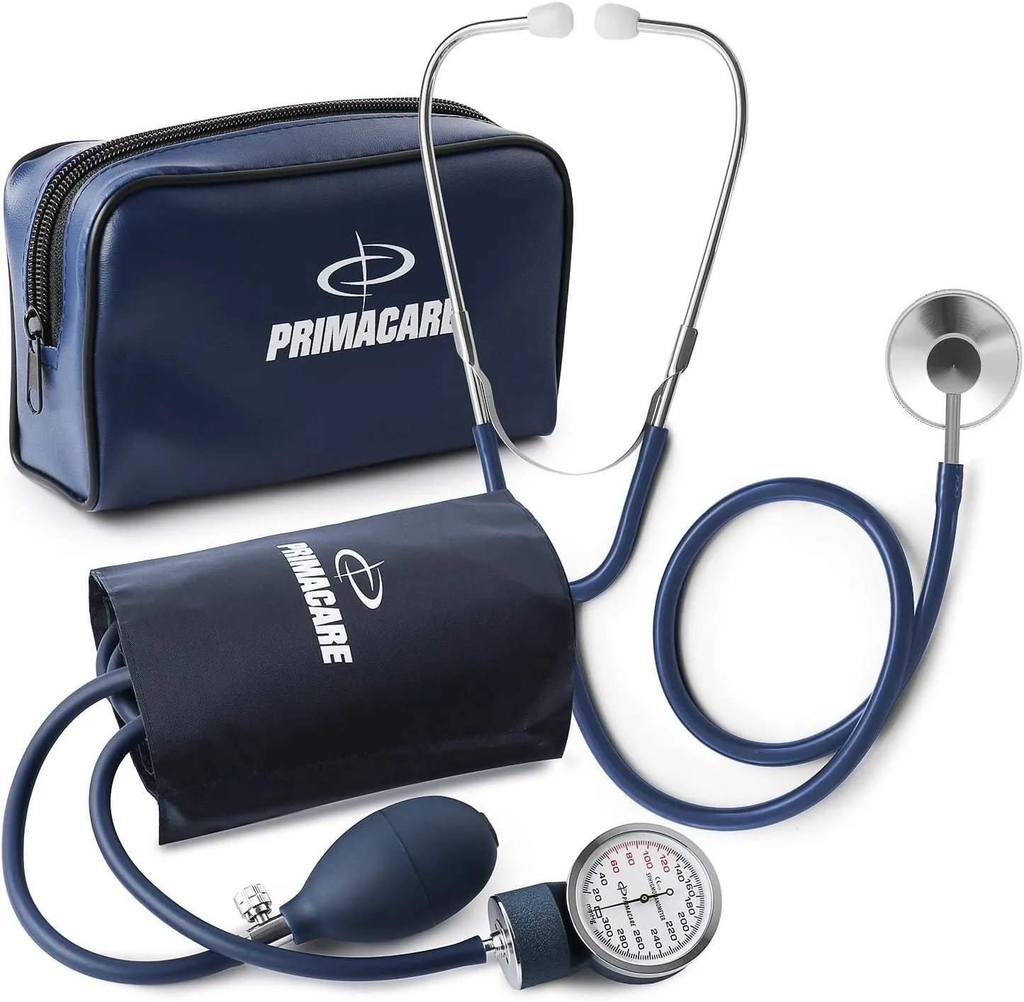Primacare DS-9197-BL Professional Classic Series Manual Adult Size Blood Pressure Kit, Emergency Bp kit with Stethoscope and Portable Leatherette Case, Nylon Cuff, Blue
