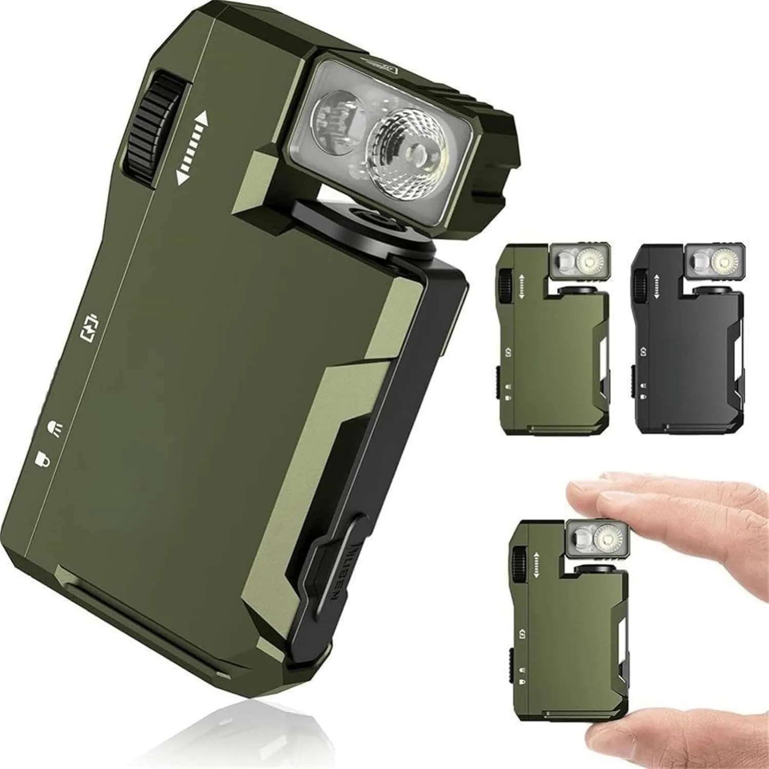 Priormer Flashlight, G5 EDC Light 400 Lumens, with 180° Rotatable Head, 3 Modes Dual Light (White   RGB), Mini Portable Design for Outdoor, Emergency, Home & Daily Carry (Green)