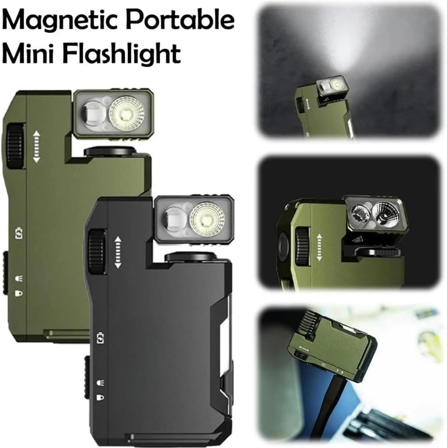 Priormer Flashlight, G5 EDC Light 400 Lumens, with 180° Rotatable Head, 3 Modes Dual Light (White   RGB), Mini Portable Design for Outdoor, Emergency, Home & Daily Carry (Green)