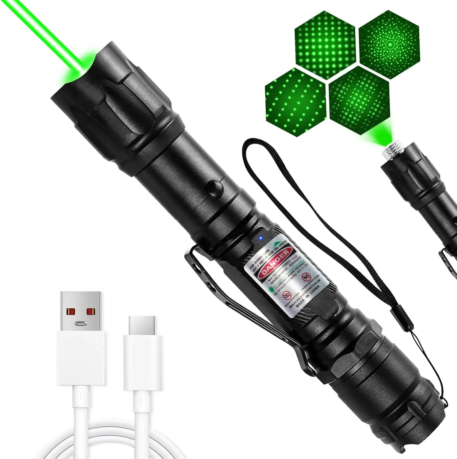 [Professional] Rechargeable Green Beam Light Flashlight Long Distance Range for TV/LED/LCD Screens Tactical Flashlights Presentation Office/Outdoors/Astronomic/Construction [002]