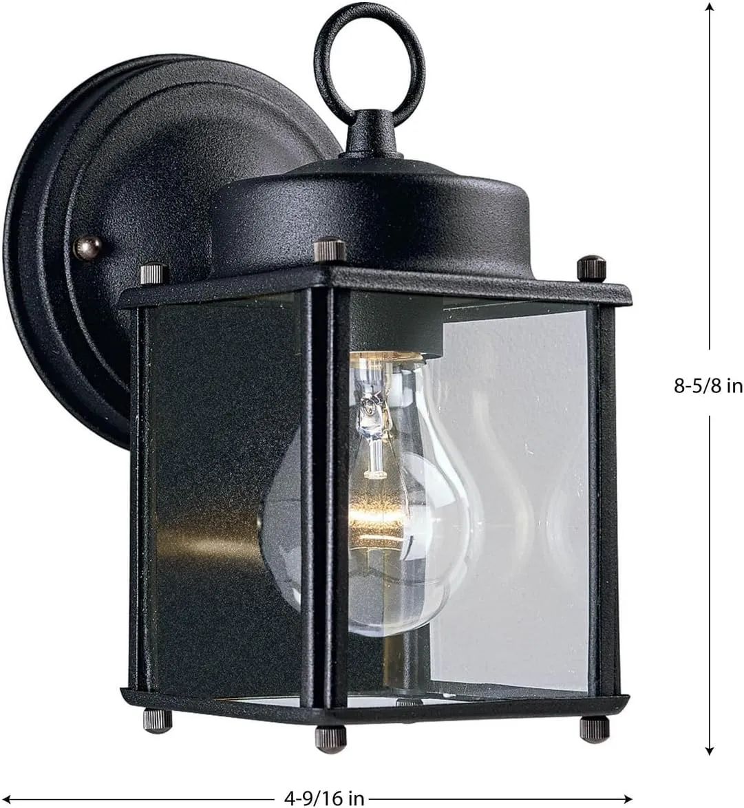 Progress Lighting P5607-31 Flat Glass Lantern Outdoor, 4-1/2-Inch Width x 8-Inch Height, Black