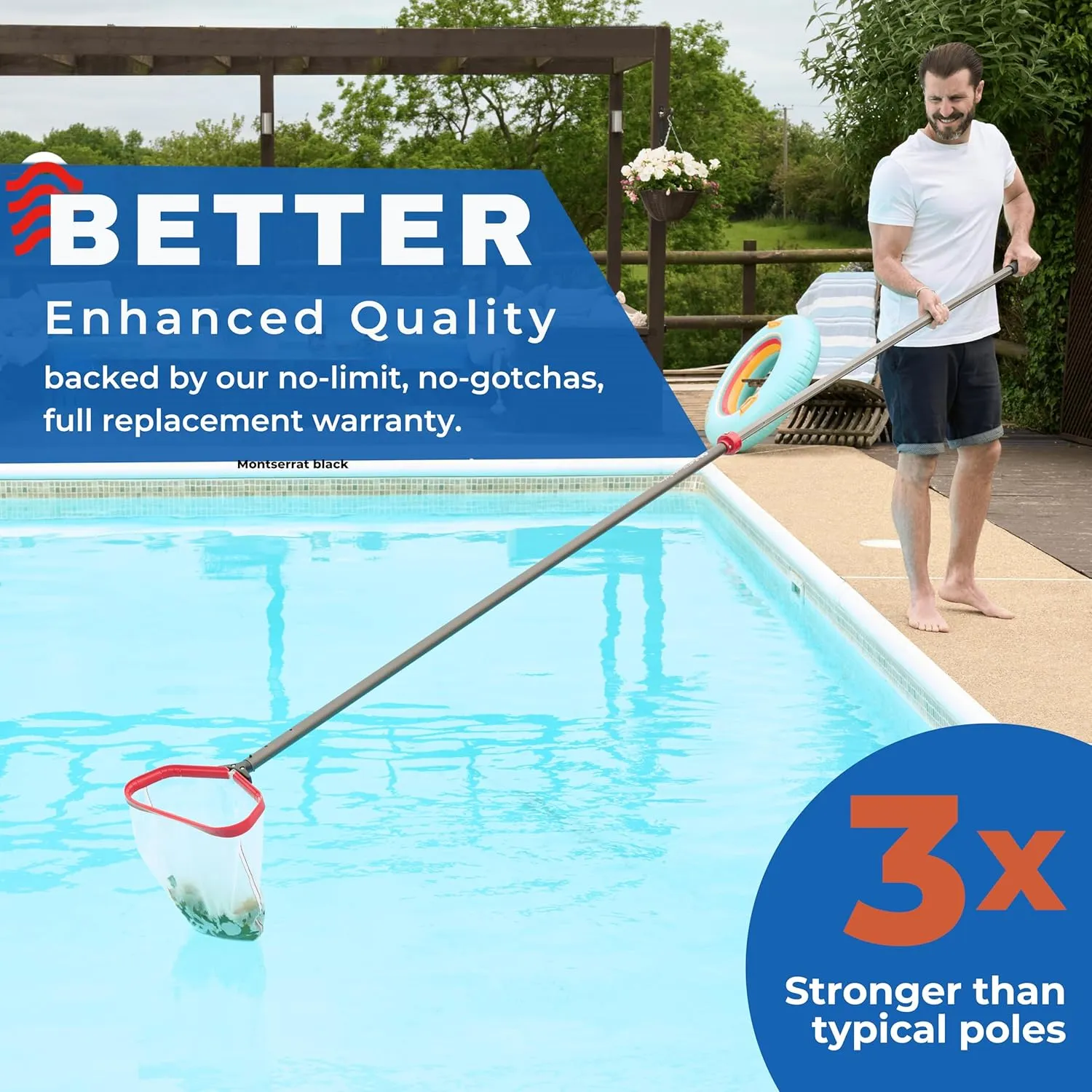 ProTuff 16ft Heavy Duty Telescopic Pool Pole – Unconditional Lifetime Replacement - Instant & Reliable Extension - Universal Fit for Nets, Skimmers, Brushes & Vacuums - Anti-Slip, Comfort Grip