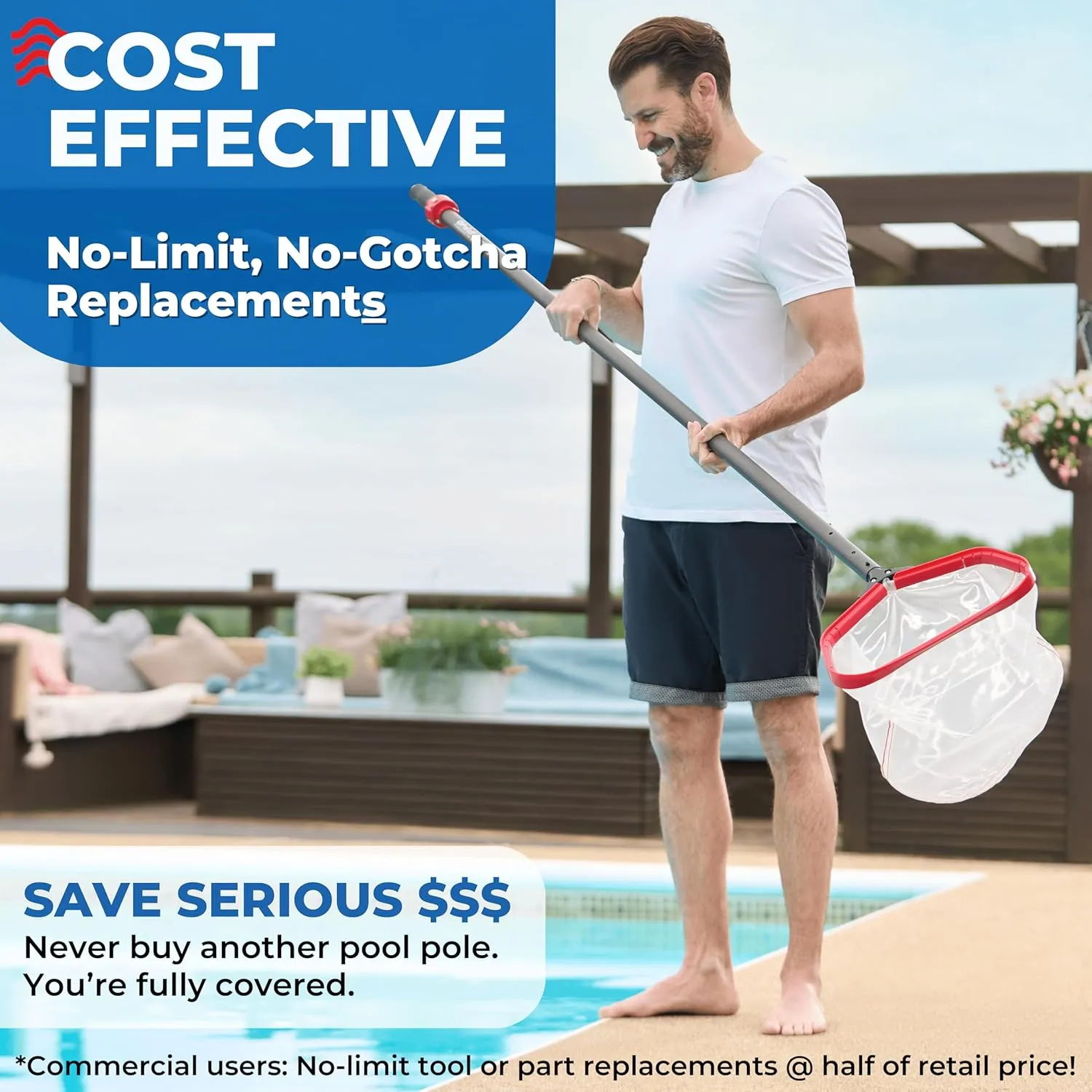 ProTuff 16ft Heavy Duty Telescopic Pool Pole – Unconditional Lifetime Replacement - Instant & Reliable Extension - Universal Fit for Nets, Skimmers, Brushes & Vacuums - Anti-Slip, Comfort Grip
