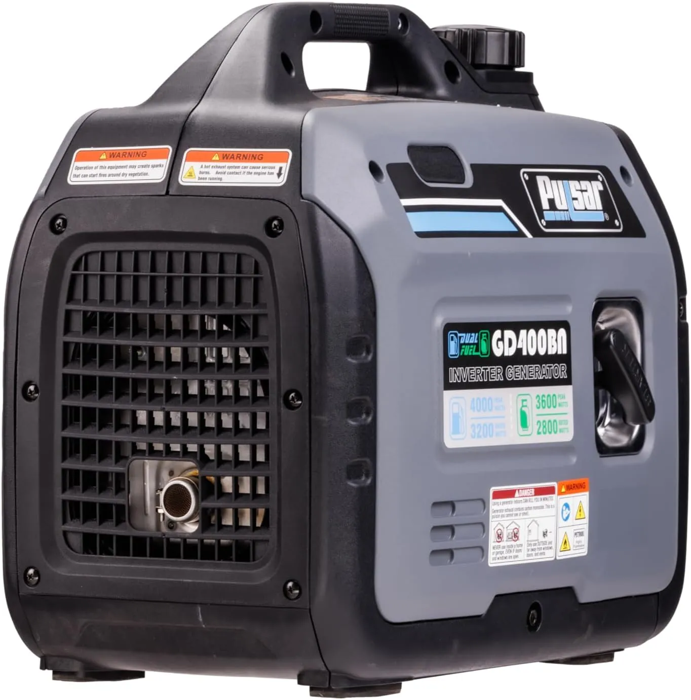 Pulsar Products GD400BN, 4000W Portable super-quiet Dual Fuel & Parallel Capability, RV-Ready, CARB Compliant