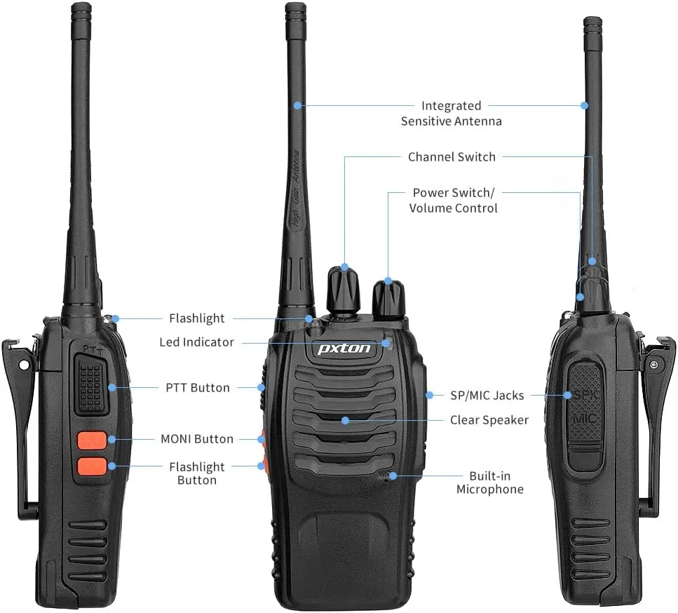 PX-8S-01 walkie talkies for Adults with Upgraded Headset,Handheld Portable Two Way radios Long Range Include Rechargeable walkie Talkie Li-ion Battery and USB Charger（2 Pack）