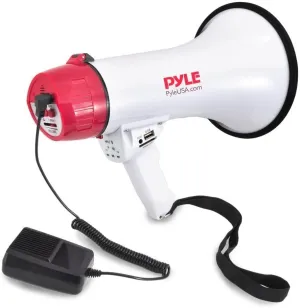 Pyle Bluetooth Bullhorn PA Megaphone - iPhone Megaphone Speaker with Wired Microphone, Siren Alarm Mode, MP3/USB/SD Readers - PMP42BT_0