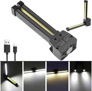 Qivine Gym Lamp for Posing, 180° Folding Portable Magnetic Posing Lamps Gym, 7th Gear Dimming Magnet LED Flashlight with USB Rechargeable Worklight Hanging Hook for Gyms Camping Work