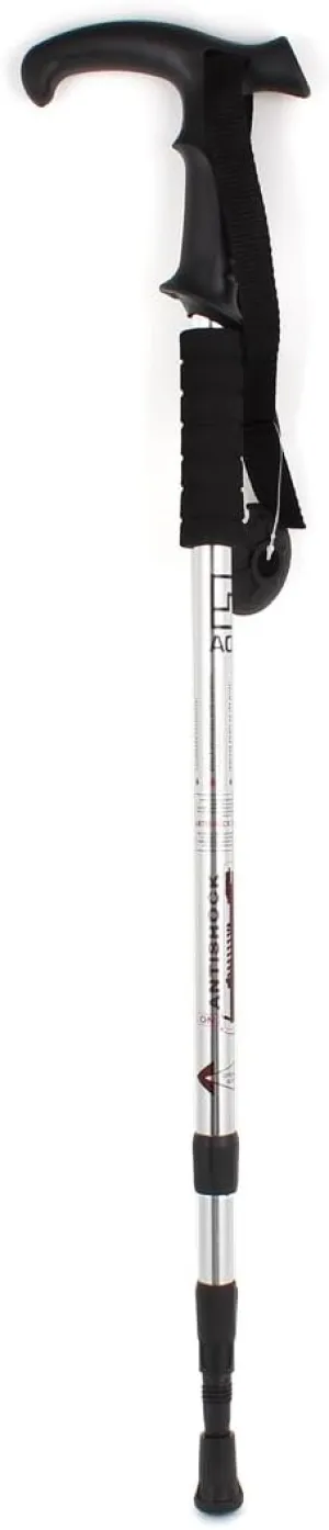 Qtqgoitem Anti-Shock Adjustable Trekking Pole 3 Sections Black Silver Tone (Model: 0da 042 0db 410 87e)