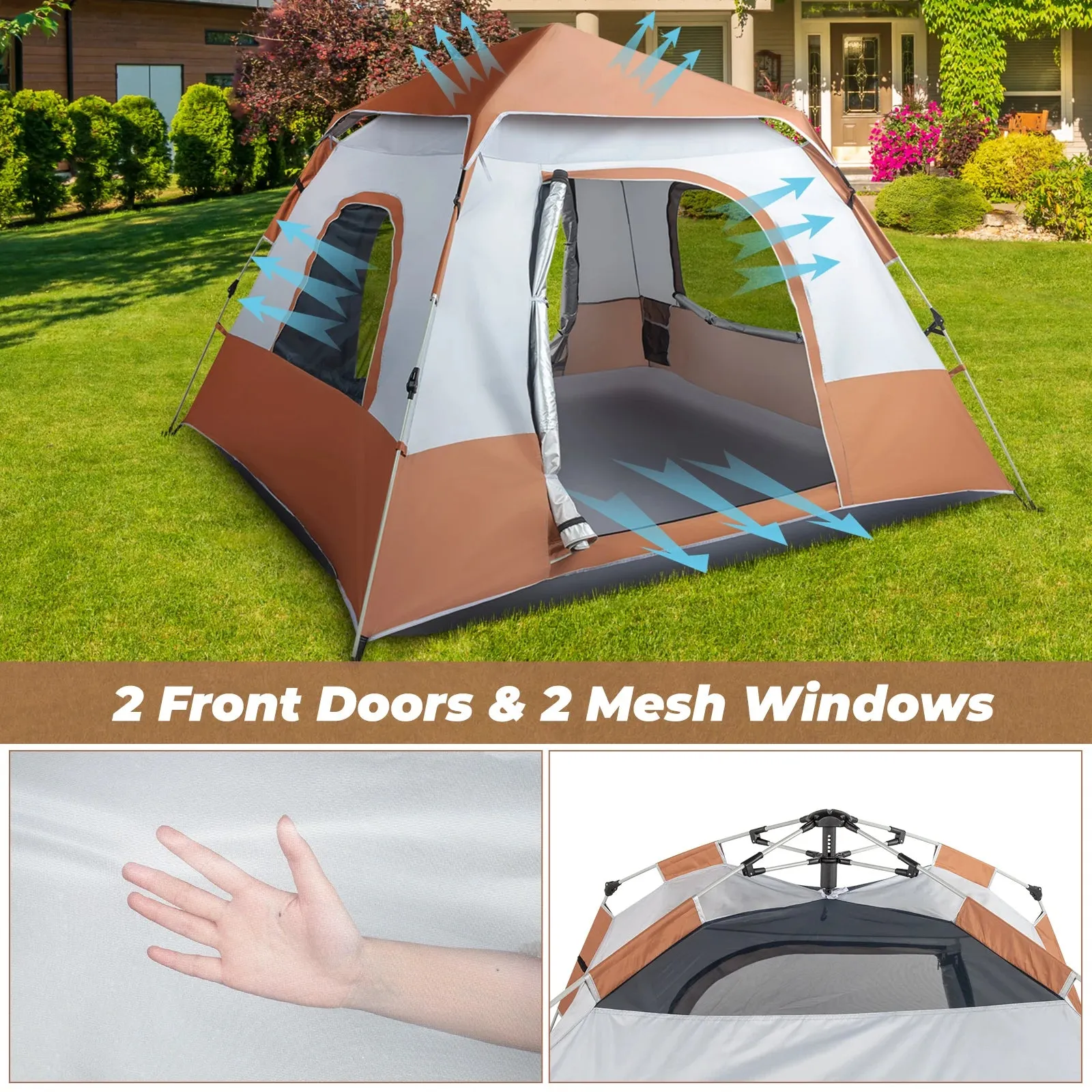 Quick Setup 4 Person Family Camping Tent