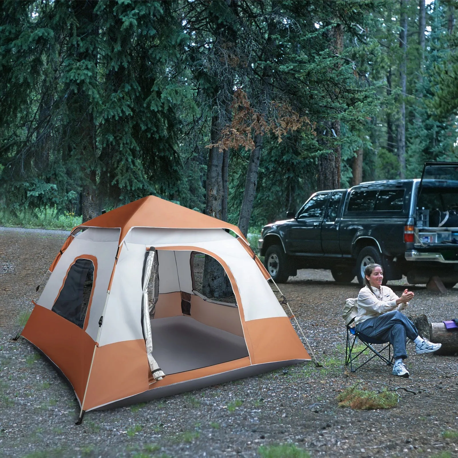 Quick Setup 4 Person Family Camping Tent