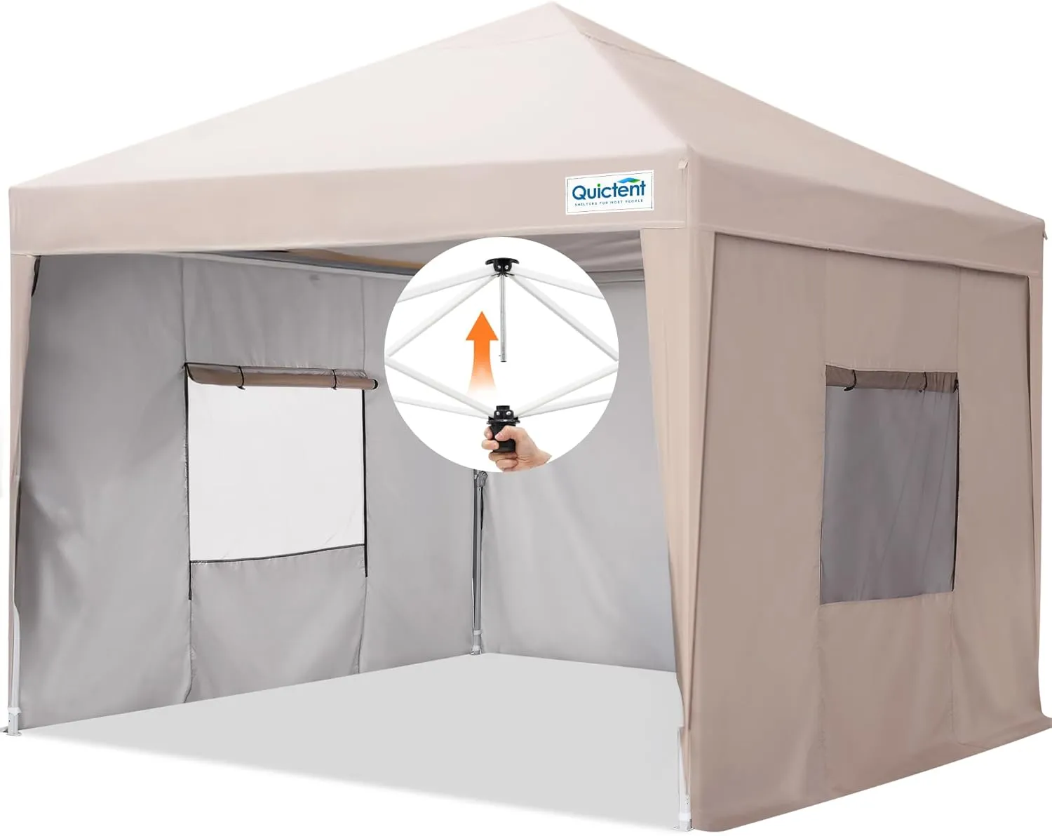 Quictent Easy Pop up Canopy Tent 8'x8' with 4 Detachable Window Sidewalls, One Person Setup, Waterproof Outdoor Portable Vendor Event Tent Shelter Enclosed, Wheeled Bag Included
