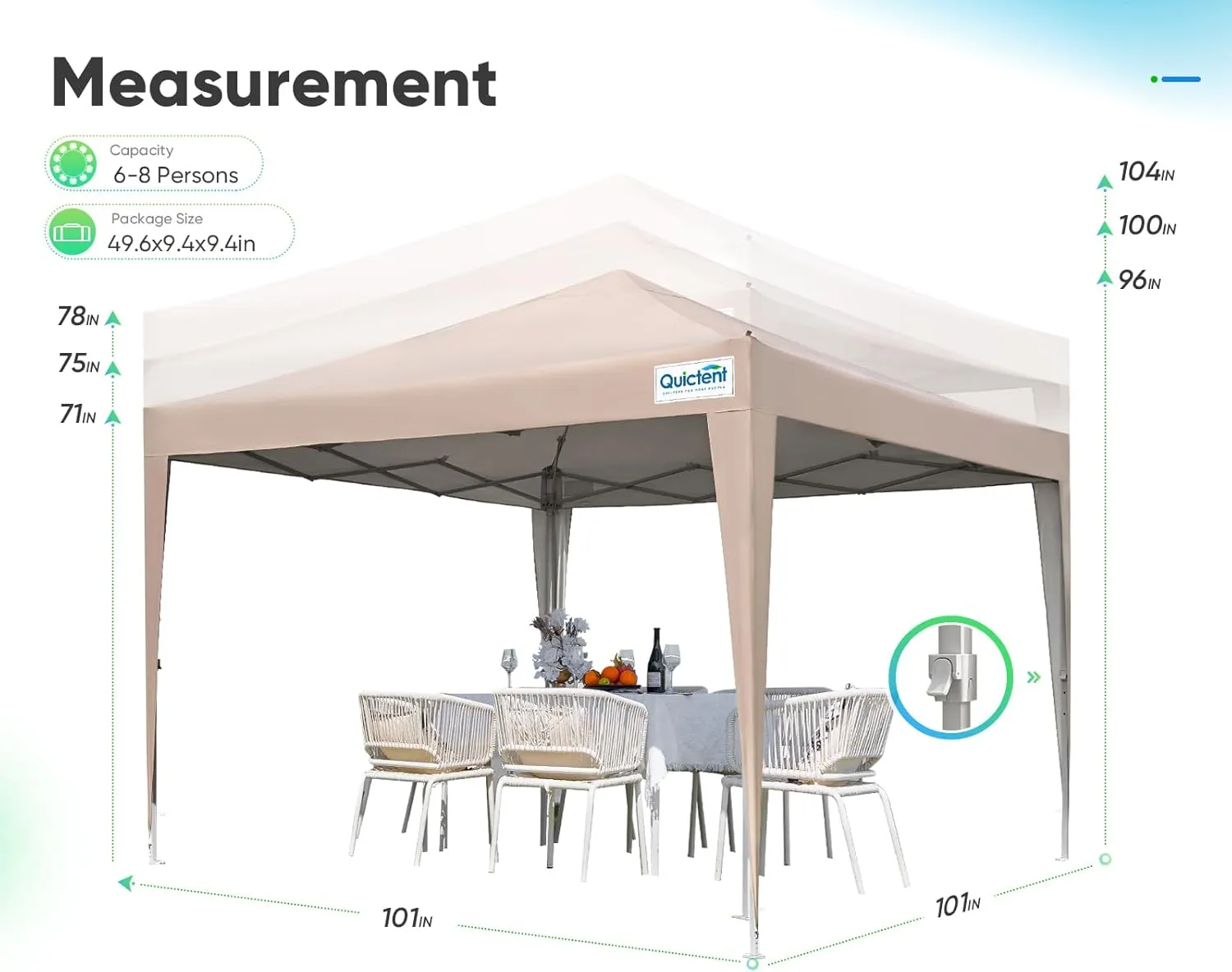 Quictent Easy Pop up Canopy Tent 8'x8' with 4 Detachable Window Sidewalls, One Person Setup, Waterproof Outdoor Portable Vendor Event Tent Shelter Enclosed, Wheeled Bag Included