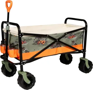 QUIKSILVER Folding Beach Wagon Cart – Heavy-Duty Collapsible Utility Wagon with All-Terrain Wheels, Large Storage Capacity, and Adjustable Handle – Ideal for Beach, Camping, and Outdoor Adventures