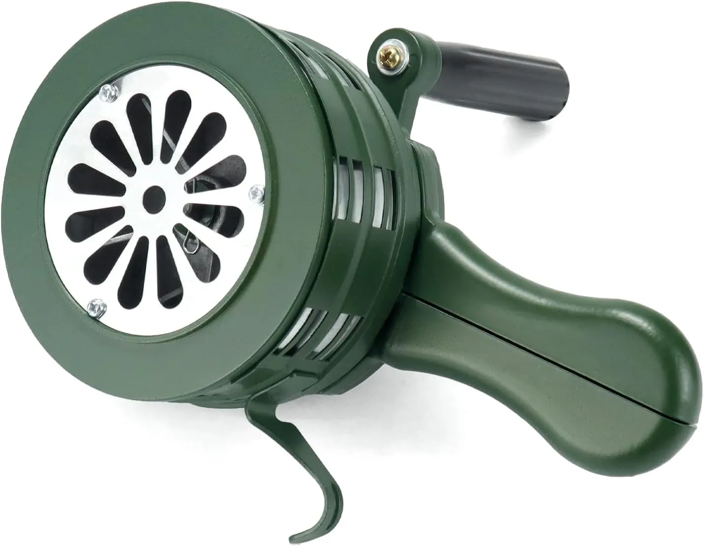 QWORK Hand Crank Siren Horn, Hand Loud Crank, Emergency Safety Manual Siren, Portable Hand Held Siren Horns Alarm, Green