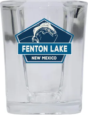 R and R Imports Fenton Lake New Mexico Souvenir 2 Ounce Square Base Liquor Shot Glass 4-Pack