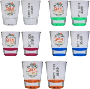 R and R Imports Newport Rhode Island The Great Outdoors Camping Adventure Souvenir Round Shot Glass (Blue, 4-Pack)