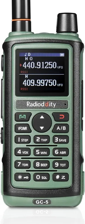 Radioddity GC-5 Dual Band Two Way Radio, Ham Radio Handheld Long Range with 1800mAh Battery, High Gain Antenna, Color LCD, DTMF, Support Chirp
