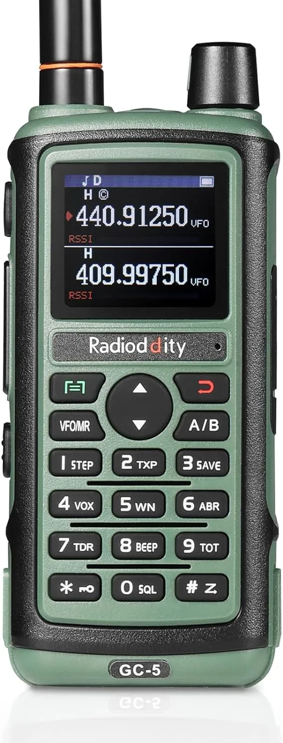 Radioddity GC-5 Dual Band Two Way Radio, Ham Radio Handheld Long Range with 1800mAh Battery, High Gain Antenna, Color LCD, DTMF, Support Chirp
