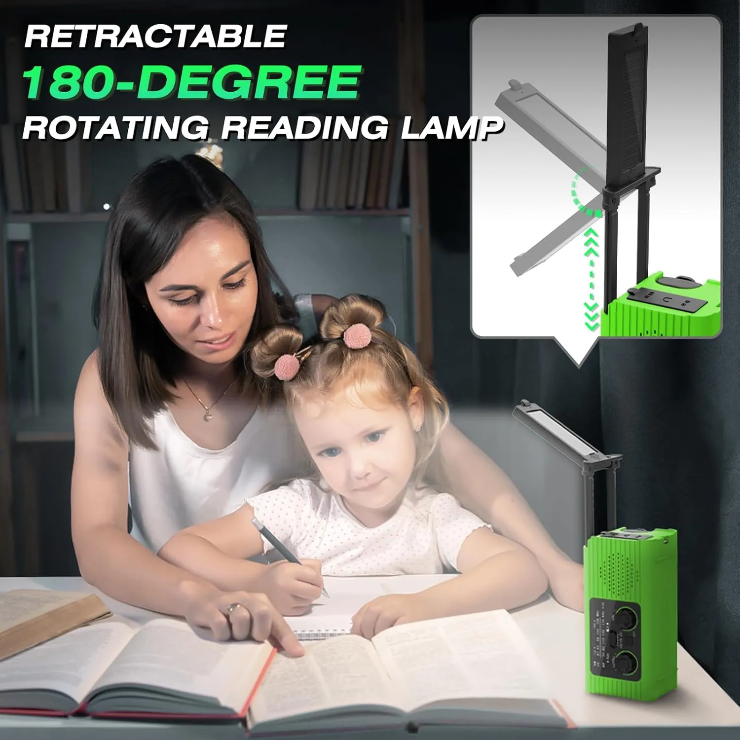 Radios for Emergency, Multifunction Solar Charger Hand Crank NOAA Weather AM/FM Radio 4000mAh with USB Charged, Reading Lamp, Flashlight, SOS Alarm, Headphone Jack for Camping Emergencies