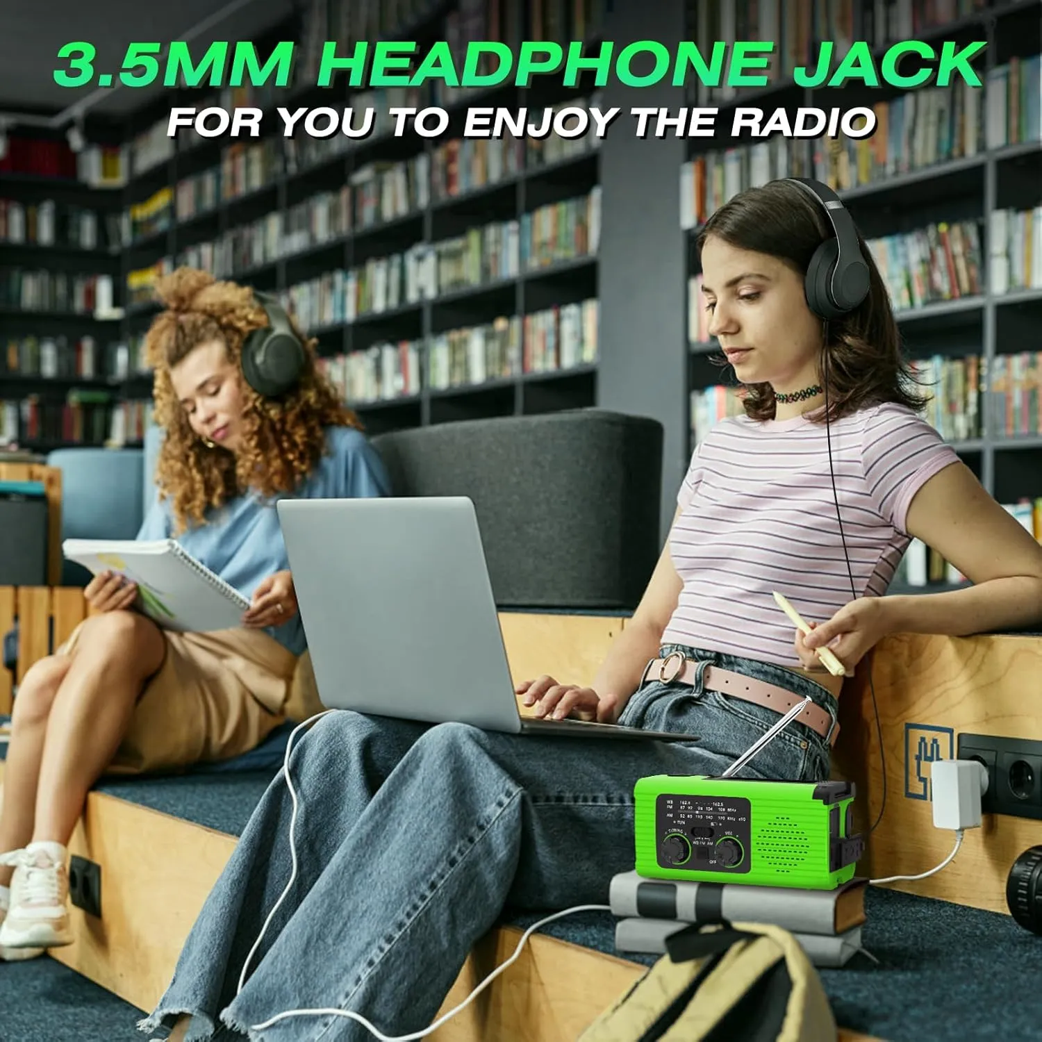 Radios for Emergency, Multifunction Solar Charger Hand Crank NOAA Weather AM/FM Radio 4000mAh with USB Charged, Reading Lamp, Flashlight, SOS Alarm, Headphone Jack for Camping Emergencies