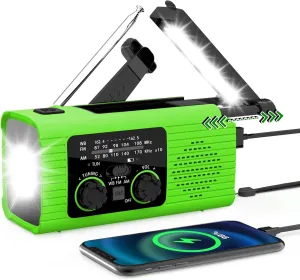 Radios for Emergency, Multifunction Solar Charger Hand Crank NOAA Weather AM/FM Radio 4000mAh with USB Charged, Reading Lamp, Flashlight, SOS Alarm, Headphone Jack for Camping Emergencies
