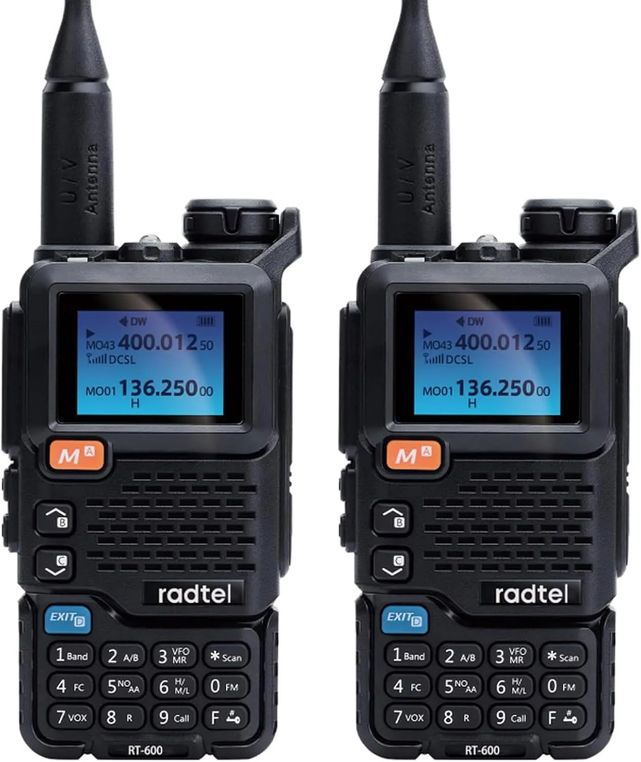 Radtel RT-600 Air Band Walkie Talkie Portable Am Fm Two Way Radio Commutator VHF Station K5 Receiver Ham Wireless Set Long Range (2 Pack)