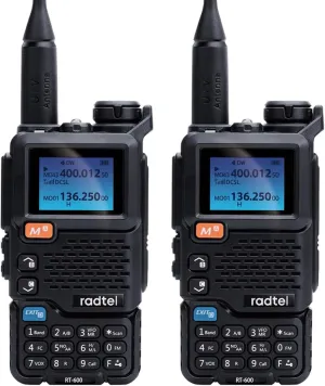 Radtel RT-600 Air Band Walkie Talkie Portable Am Fm Two Way Radio Commutator VHF Station K5 Receiver Ham Wireless Set Long Range (2 Pack)