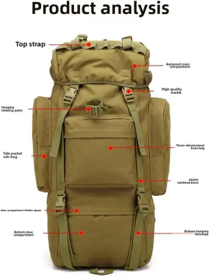 R&D New outdoor tactical mountain climbing sports backpack large capacity hiking backpack