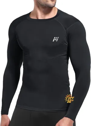 Rash Guard for Men Swim Shirt, UPF 50  Long Sleeve Compression Rash Guard UV Sun Protection Shirts 1/2/3 Pack