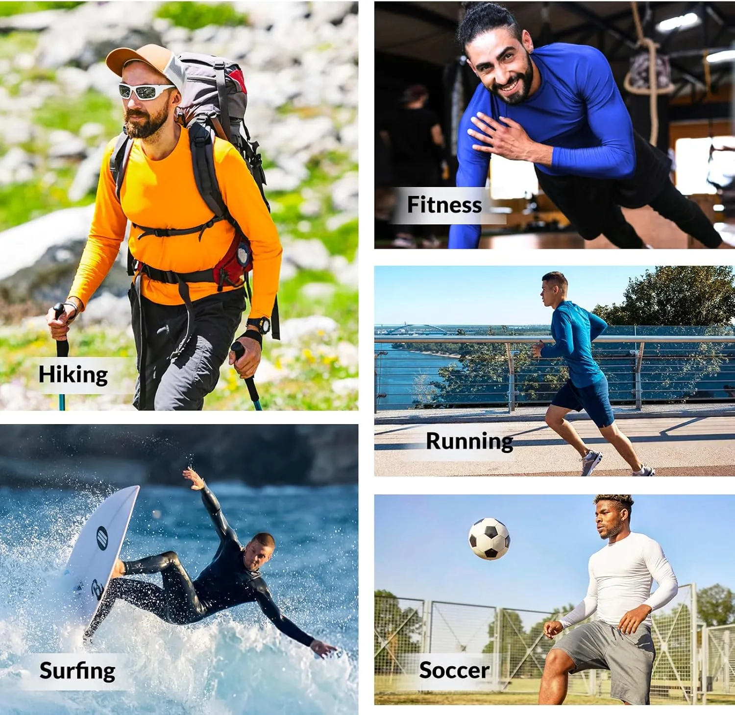 Rash Guard for Men Swim Shirt, UPF 50  Long Sleeve Compression Rash Guard UV Sun Protection Shirts 1/2/3 Pack