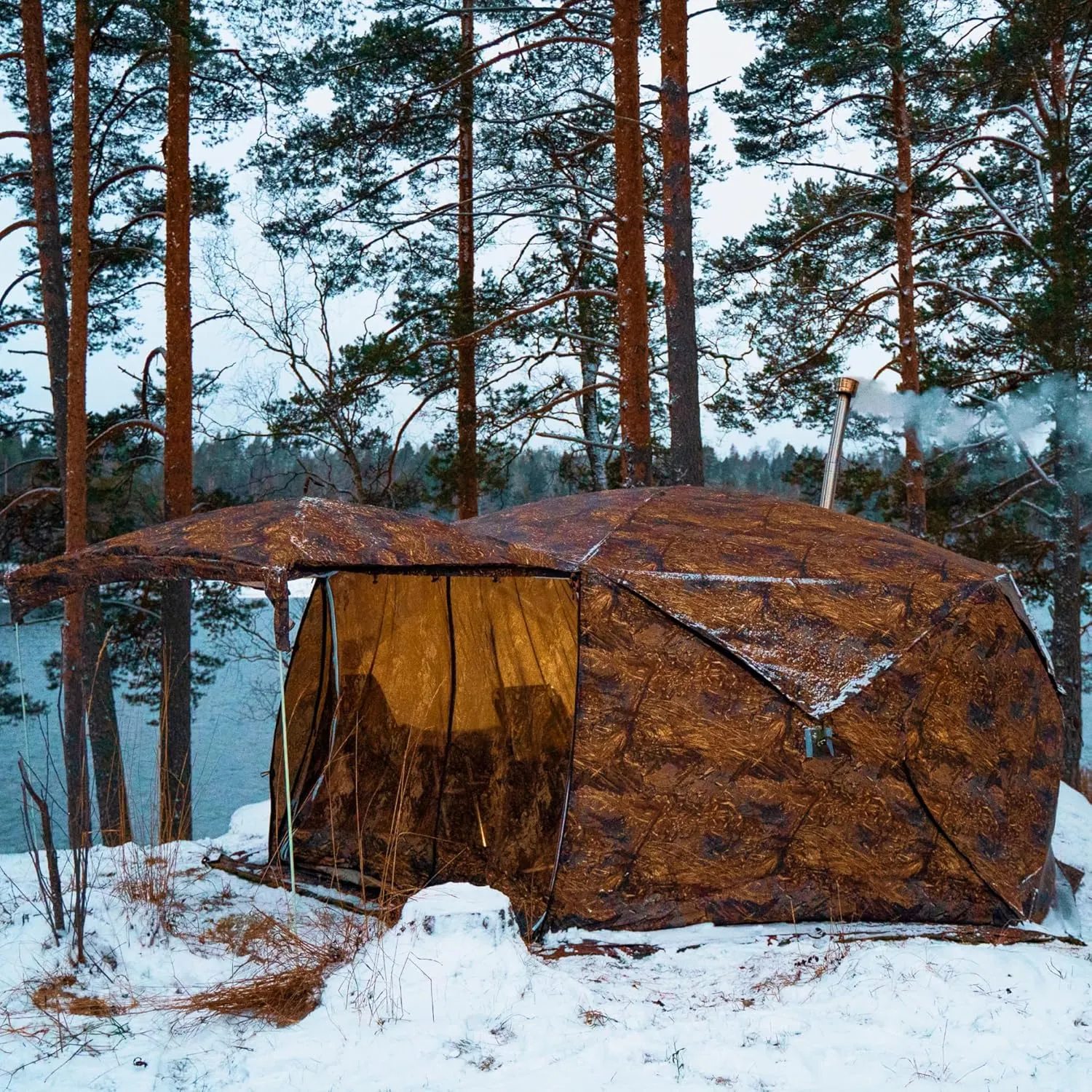 Rbm Outdoors Hot Tent with Stove Jack, Easy Setup 4 Season Winter Tents for Camping, Cold Weather Wall Double Layer Waterproof & Windproof Shelter