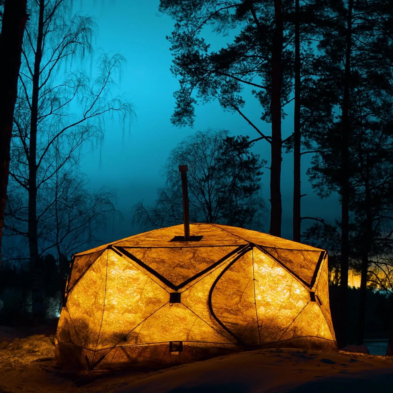 Rbm Outdoors Hot Tent with Stove Jack, Easy Setup 4 Season Winter Tents for Camping, Cold Weather Wall Double Layer Waterproof & Windproof Shelter