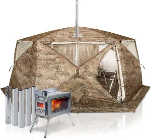 Rbm Outdoors Hot Tent with Stove Jack, Easy Setup 4 Season Winter Tents for Camping, Cold Weather Wall Double Layer Waterproof & Windproof Shelter