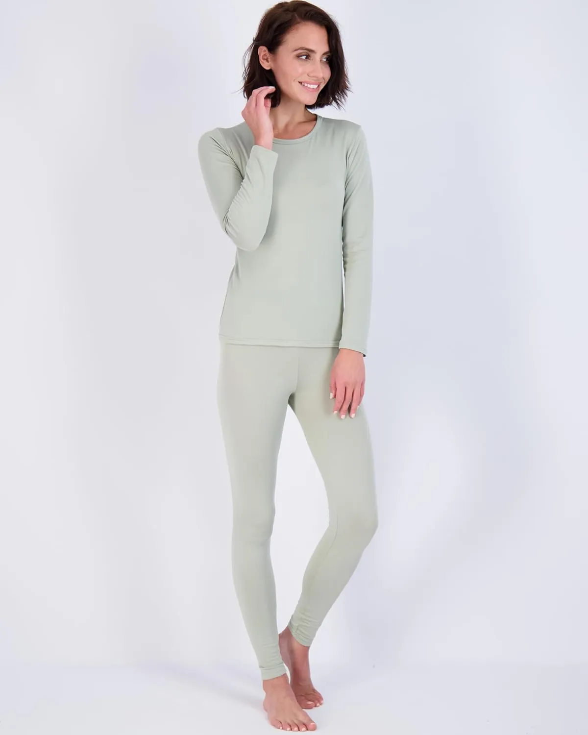 Real Essentials 4 Piece: Womens Thermal Underwear Set - Thermal Underwear for Women Fleece Lined Top & Bottom Long Johns
