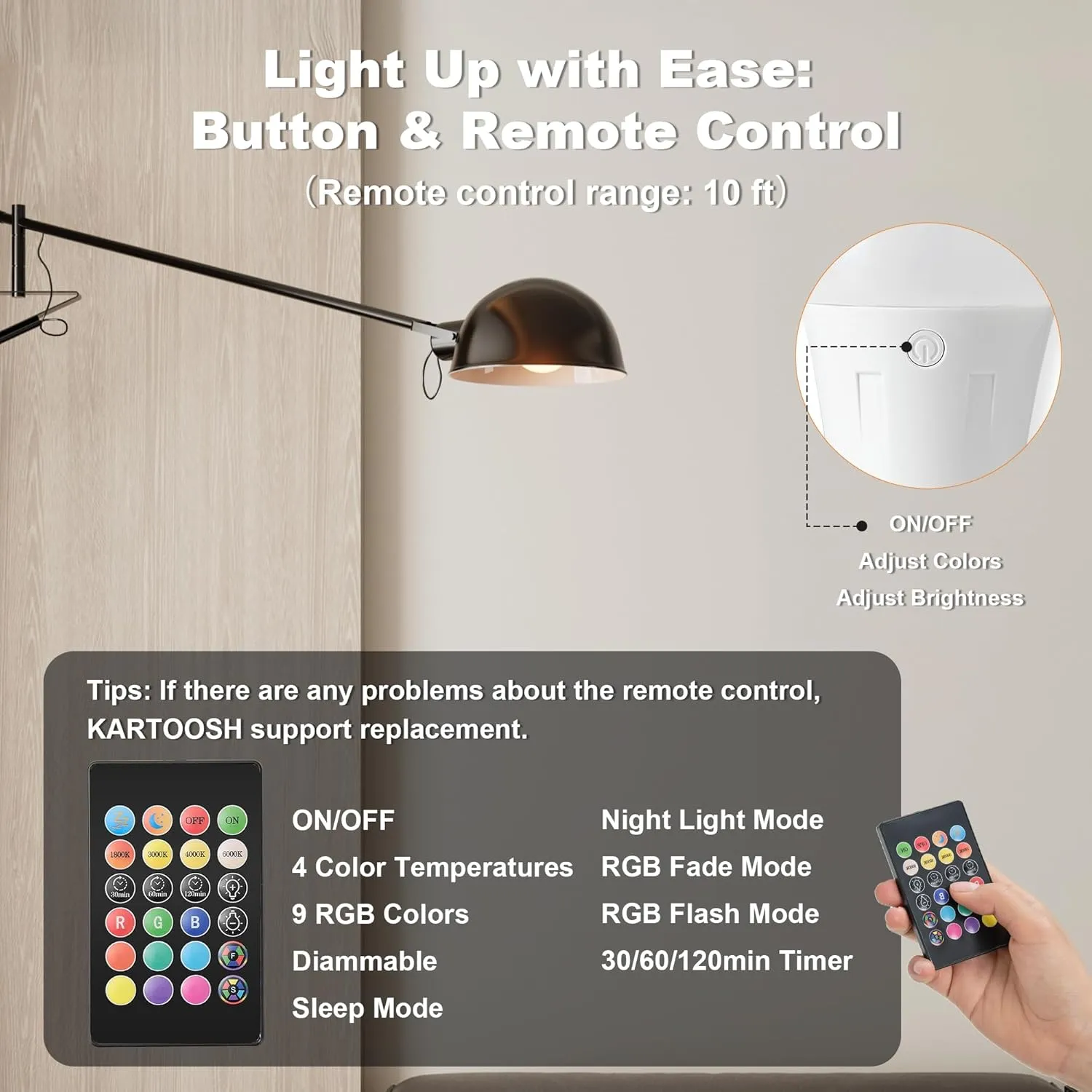 Rechargeable Battery Operated Light Bulbs, E26 Detachable LED Bulb with Remote Control, Dimmable, 4 Color Temperatures, RGB, Timer, Emergency Light Bulbs for Power Outrage, Lamp and Sconce, 2 Pack