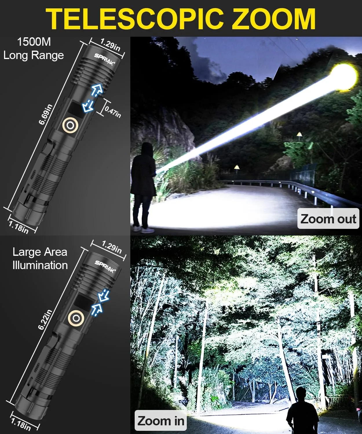 Rechargeable Flashlight High Lumens- Super Bright Magnetic Flash Light with Power Digital Display, Long Range,Dimmable,Waterproof,Pocket Tactical LED Flashlights for Emergency Camping 2PC