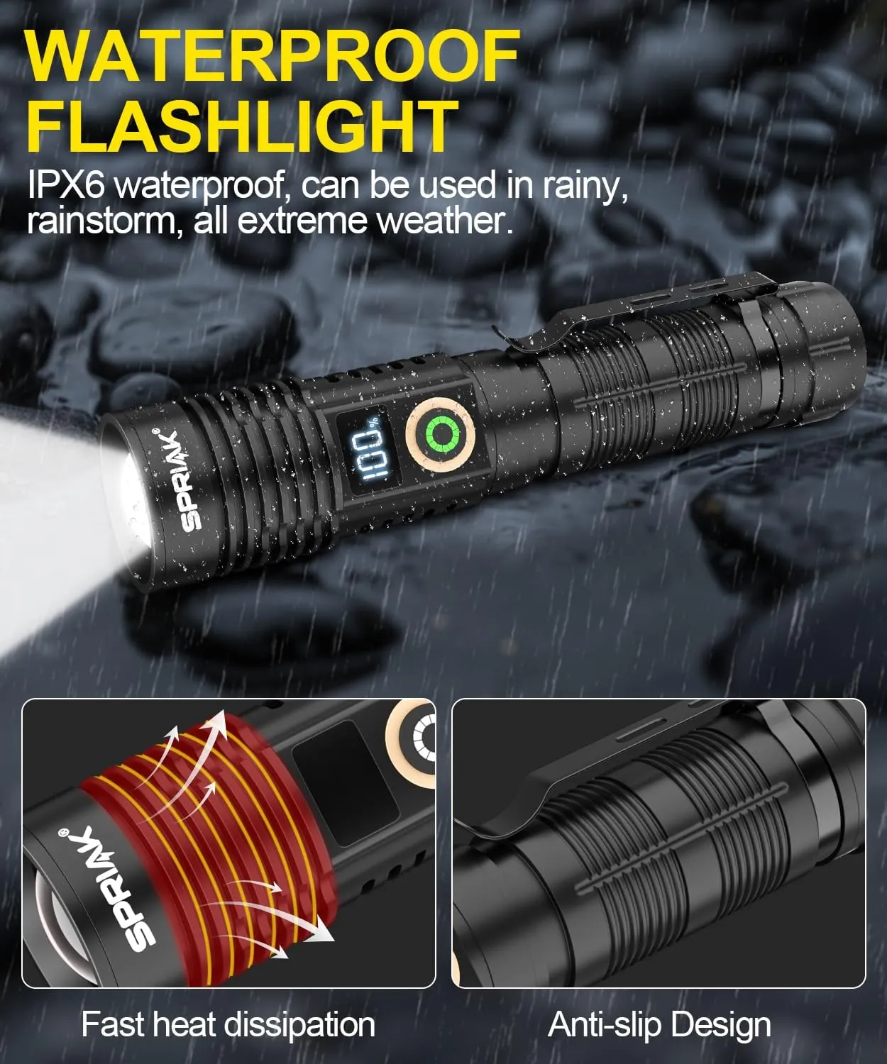 Rechargeable Flashlight High Lumens- Super Bright Magnetic Flash Light with Power Digital Display, Long Range,Dimmable,Waterproof,Pocket Tactical LED Flashlights for Emergency Camping 2PC